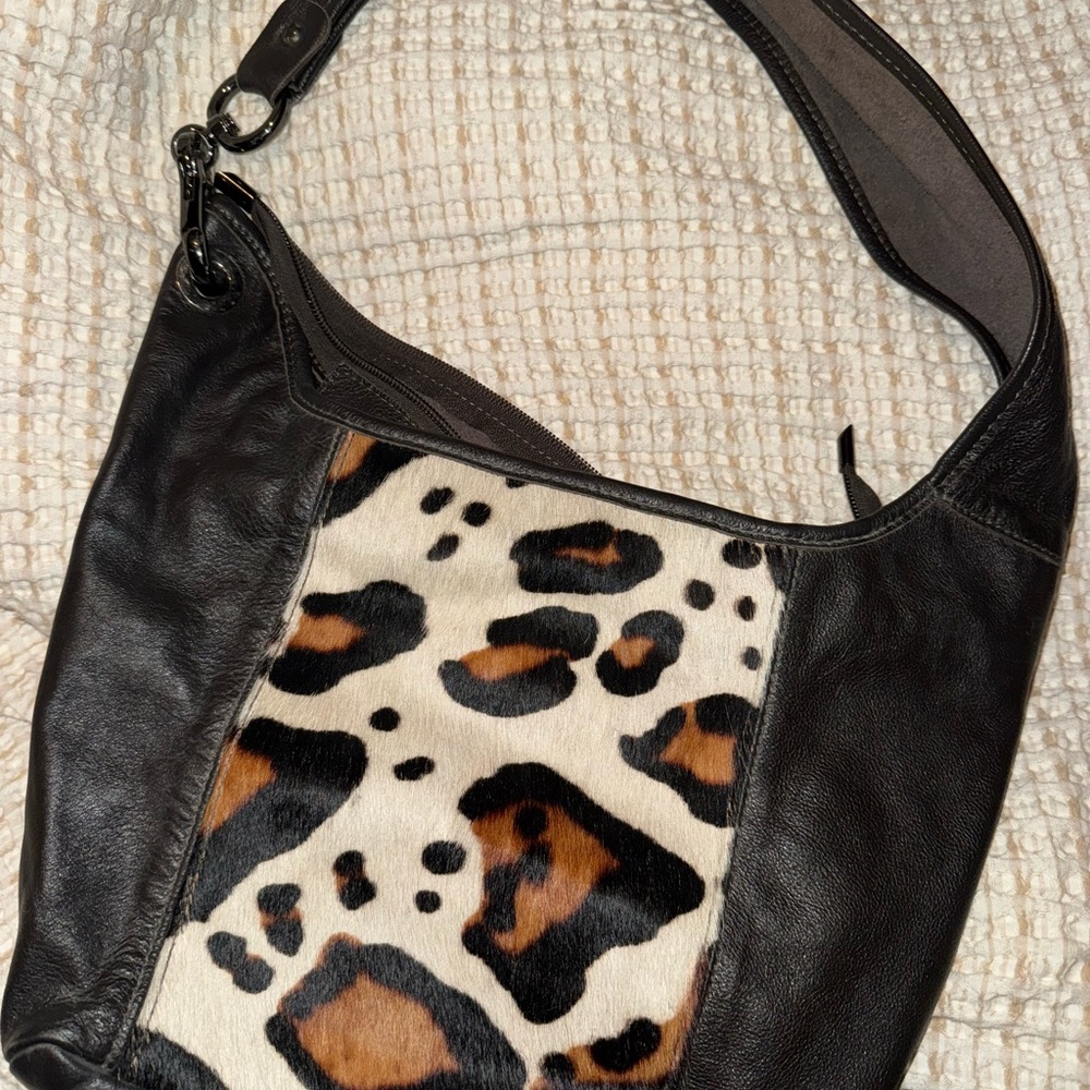 Leopard Print genuine Leather Shoulder Bag